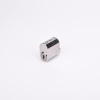 Liten cylindrisk låskolv i metall med blank yta.