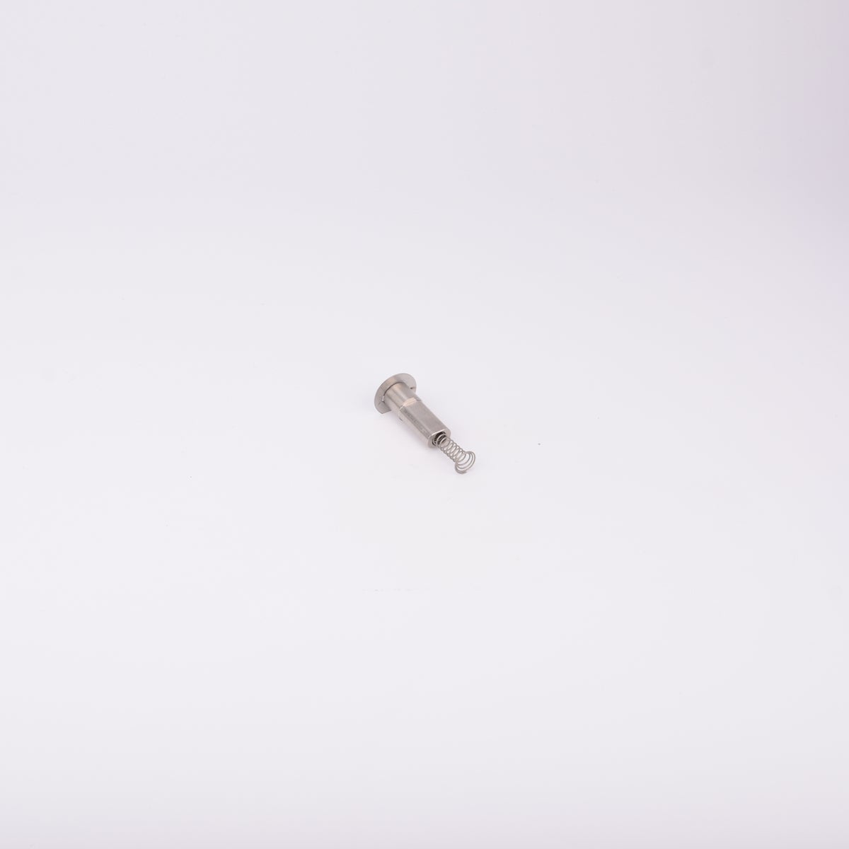 En metallisk cylinderformad komponent med en fjäder som sticker ut från ena änden.