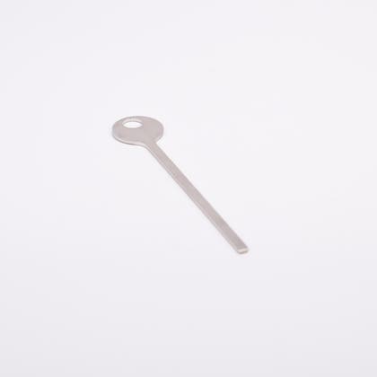 Metalliskt serviceverktyg med runt huvud och smalt skaft.