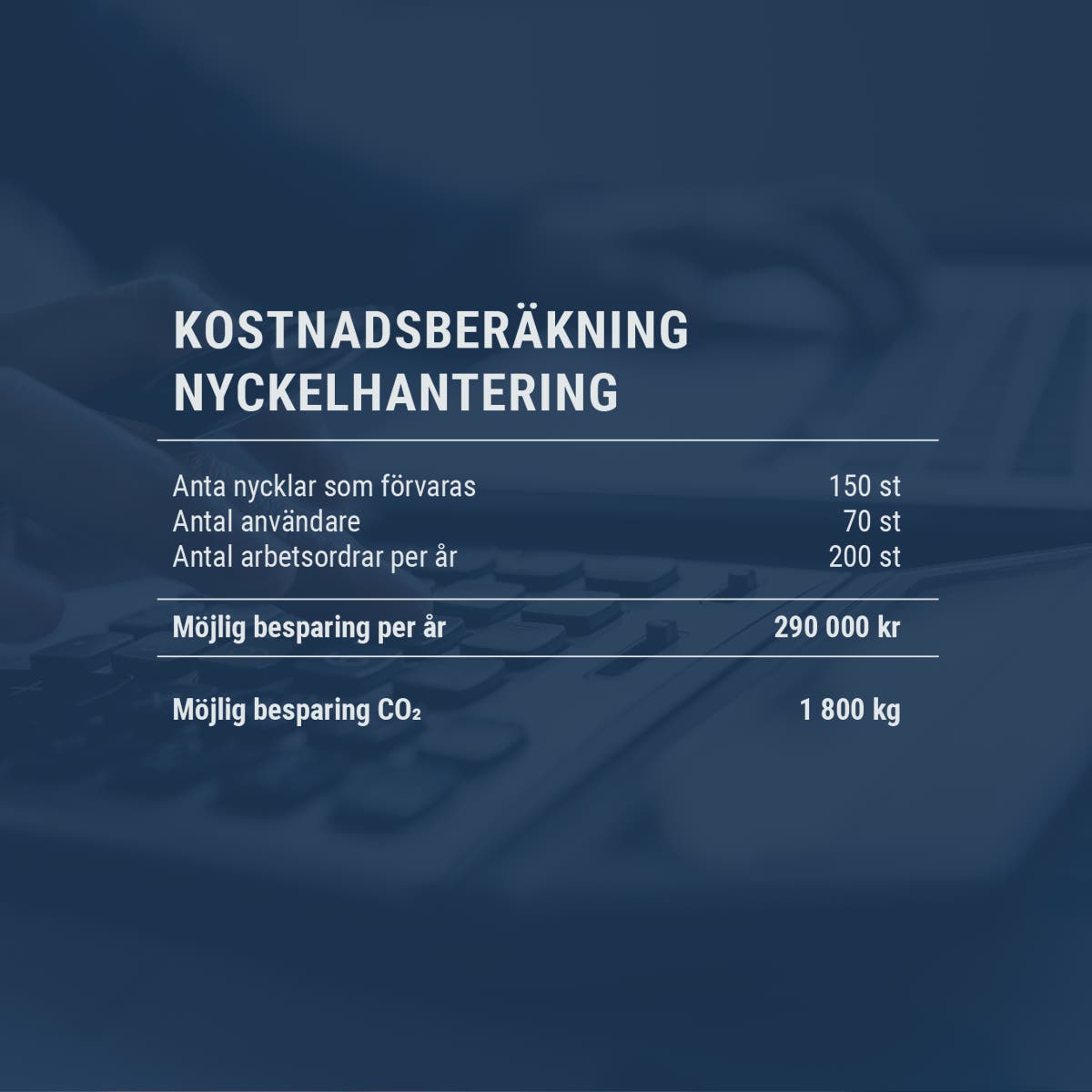 Kostnadsberegning for nøkkelhåndtering samt mulig reduksjon av CO2-utslipp