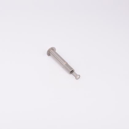 En metallisk cylinderformad komponent med en fjäder som sticker ut från ena änden.